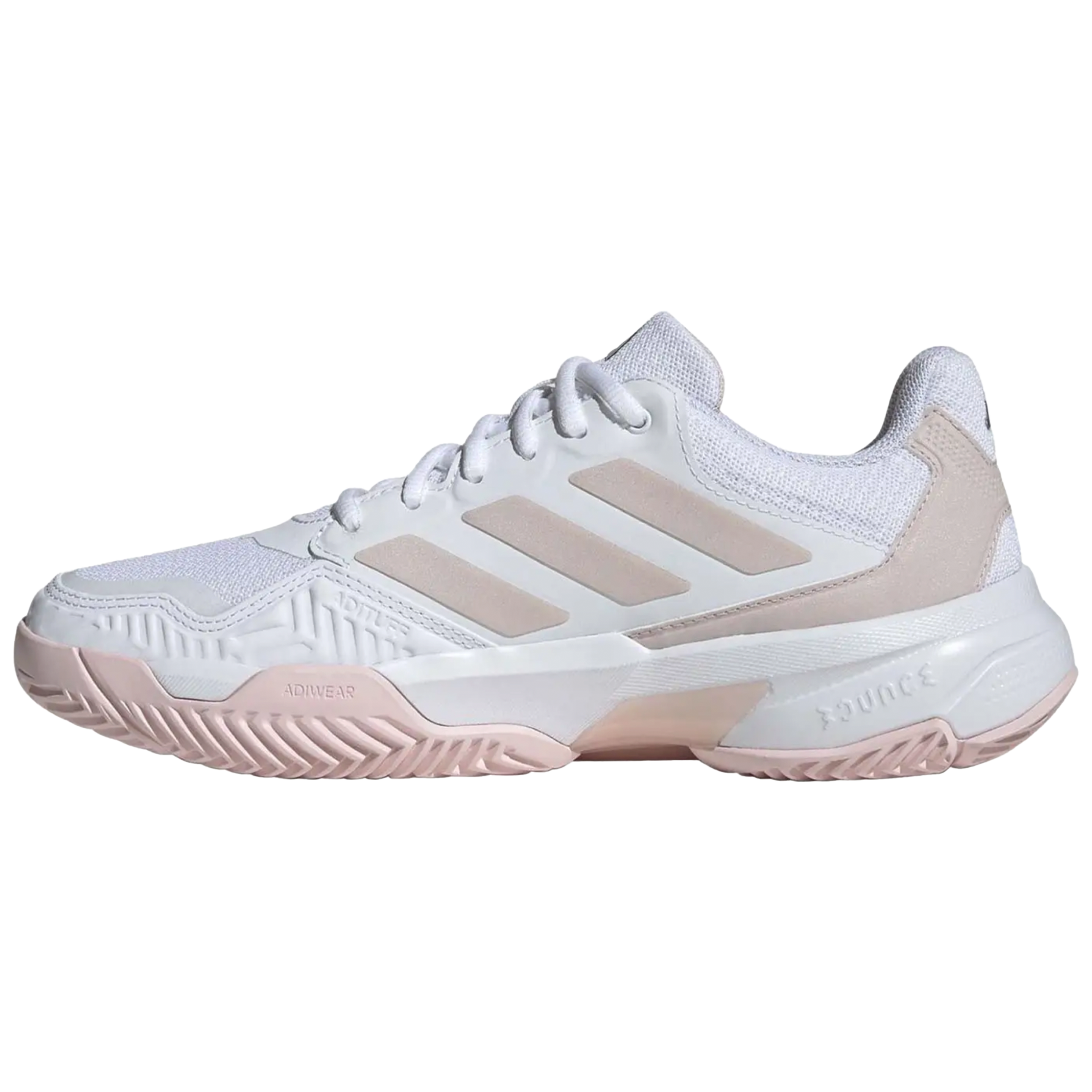 Adidas Women's Courtjam Control 3 White/Sandy Pink Metallic/Sandy Pink