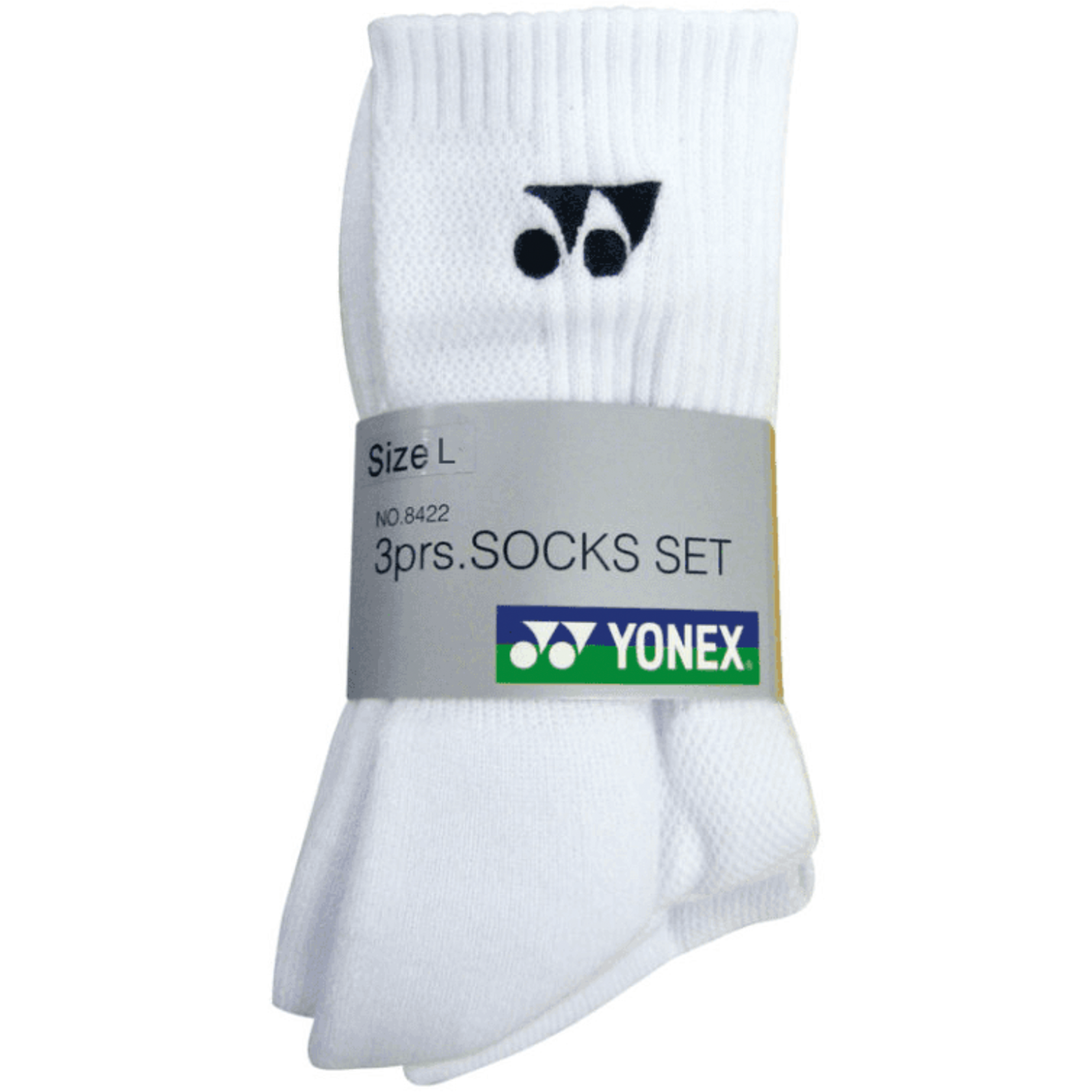 YONEX WHITE 3-PACK SOCKS L