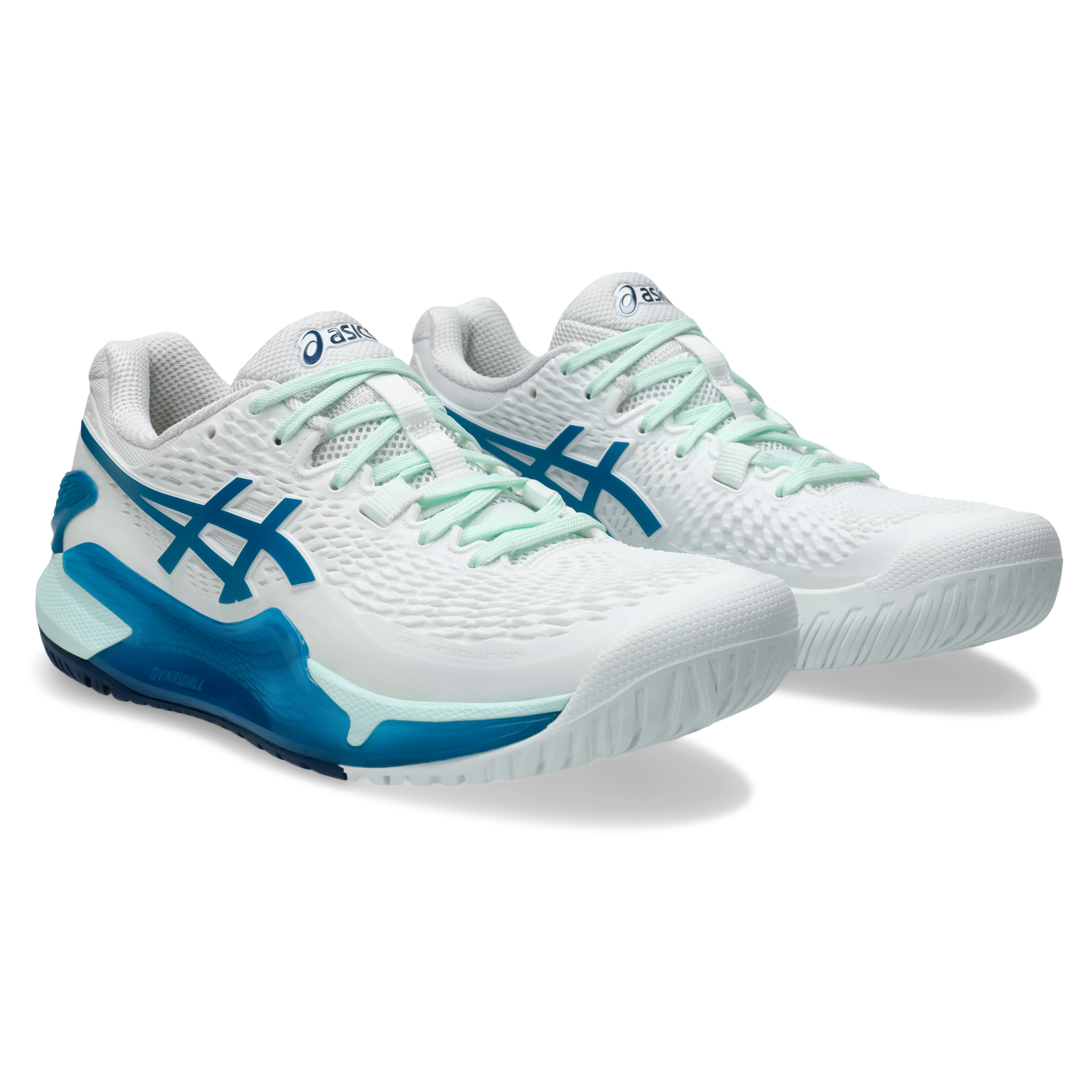 ASICS Gel Resolution 9 CLAY (Women's) > WHITE/TEAL BLUE