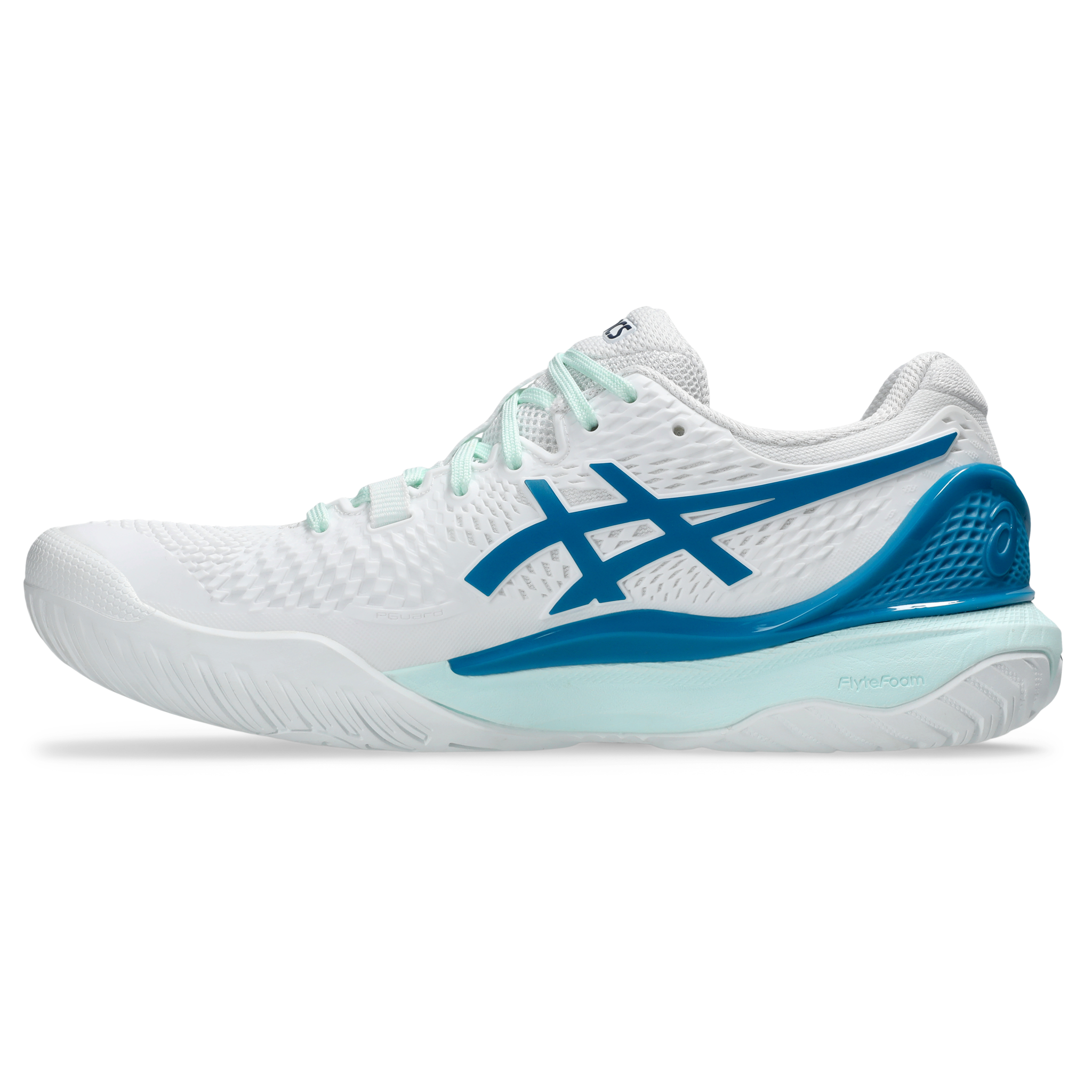 ASICS Gel Resolution 9 CLAY (Women's) > WHITE/TEAL BLUE