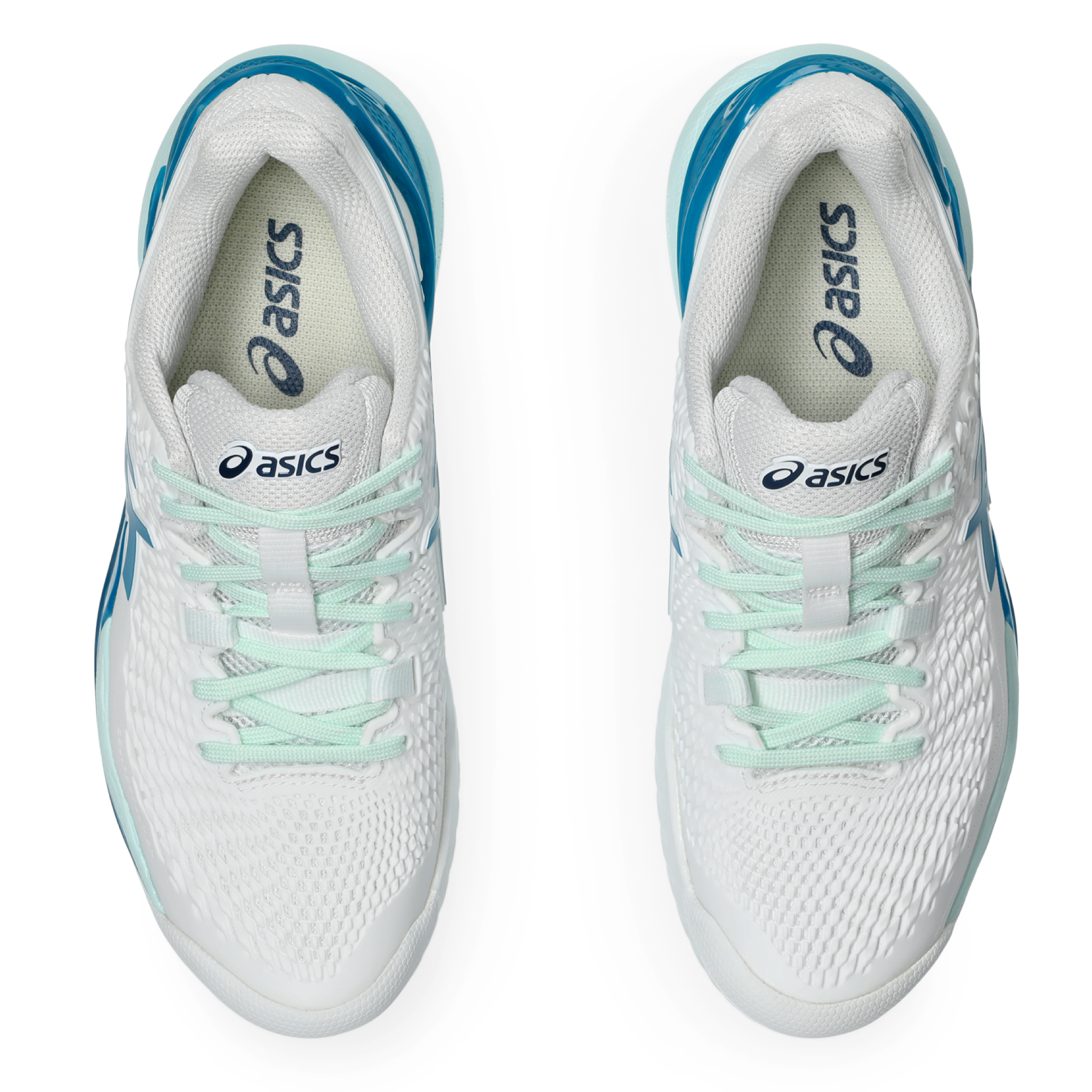 ASICS Gel Resolution 9 CLAY (Women's) > WHITE/TEAL BLUE