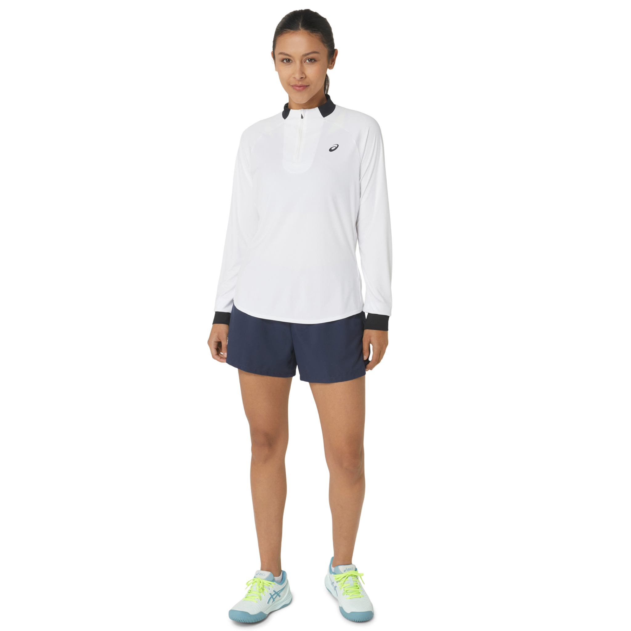 ASICS Women's Long-Sleeve 1/2 Zip Tennis Top Navy Collar