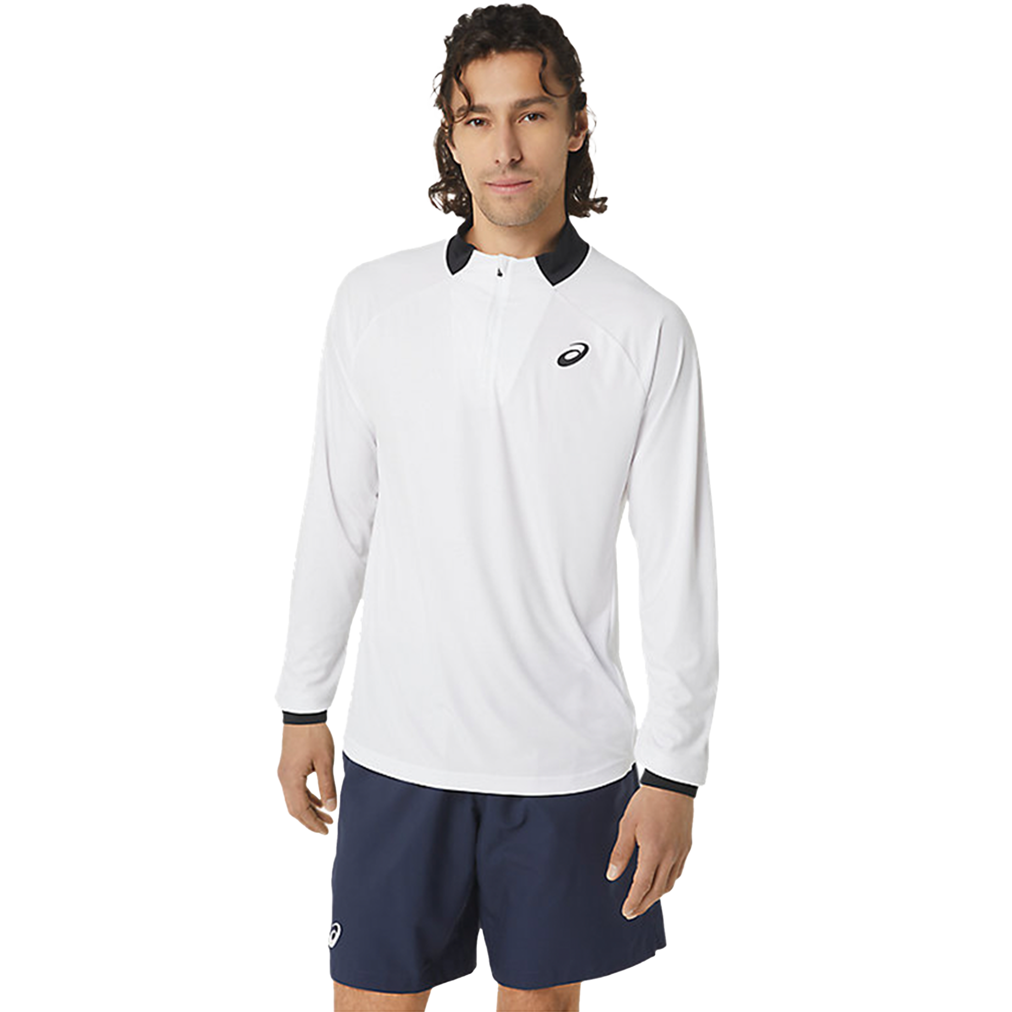 ASICS Men's Long-Sleeve 1/2 Zip Tennis Top White/Navy