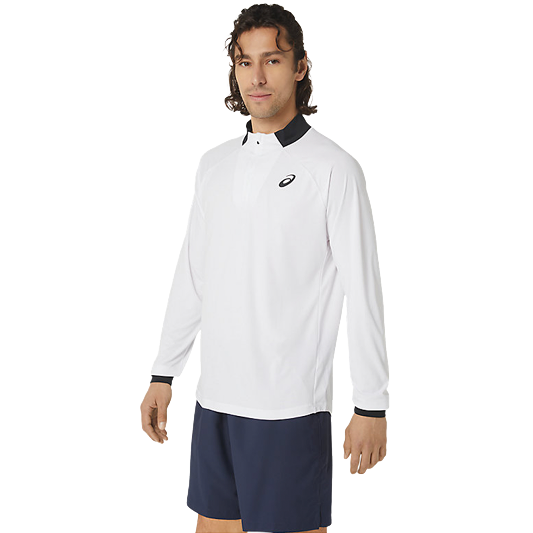 ASICS Men's Long-Sleeve 1/2 Zip Tennis Top White/Navy