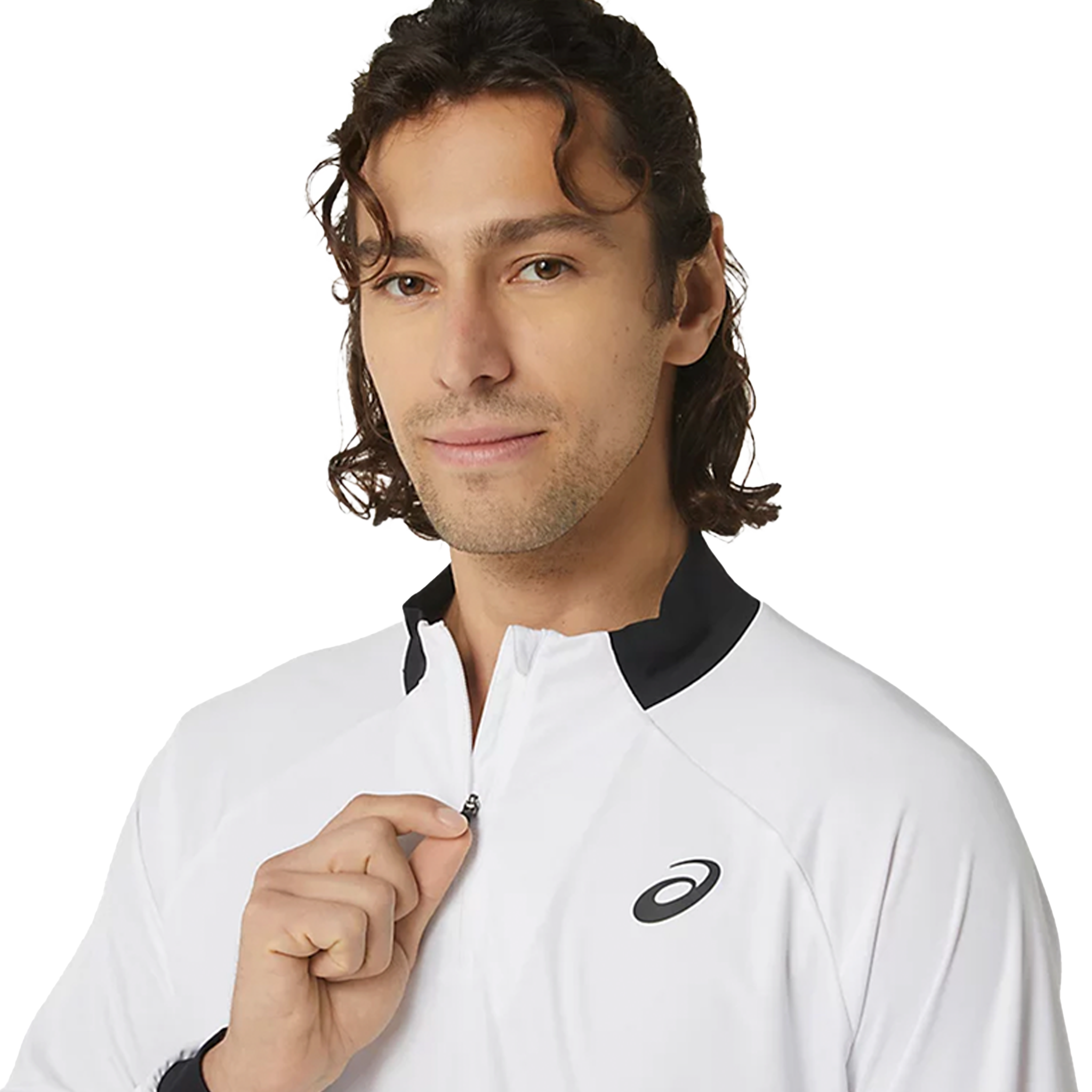 ASICS Men's Long-Sleeve 1/2 Zip Tennis Top White/Navy