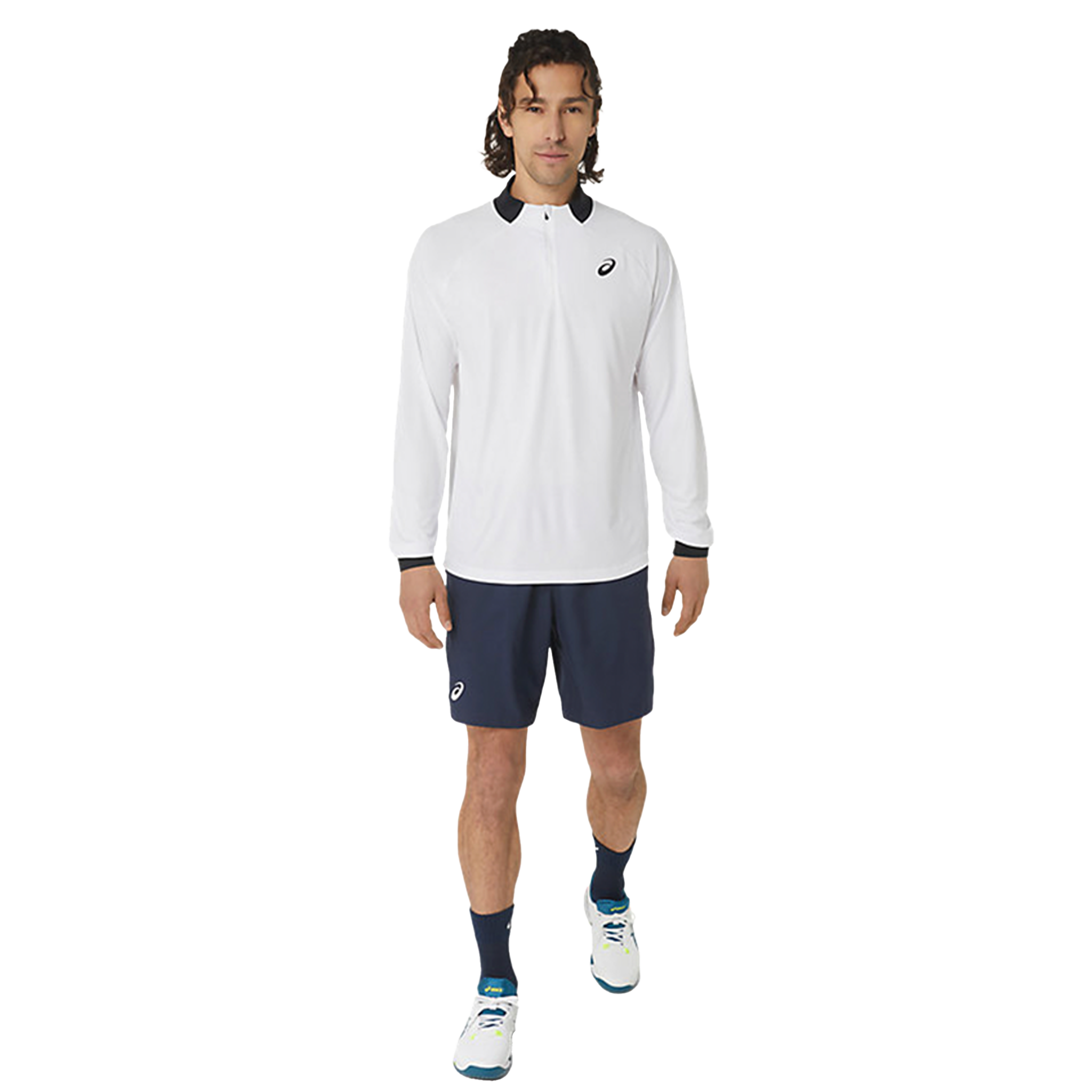 ASICS Men's Long-Sleeve 1/2 Zip Tennis Top White/Navy