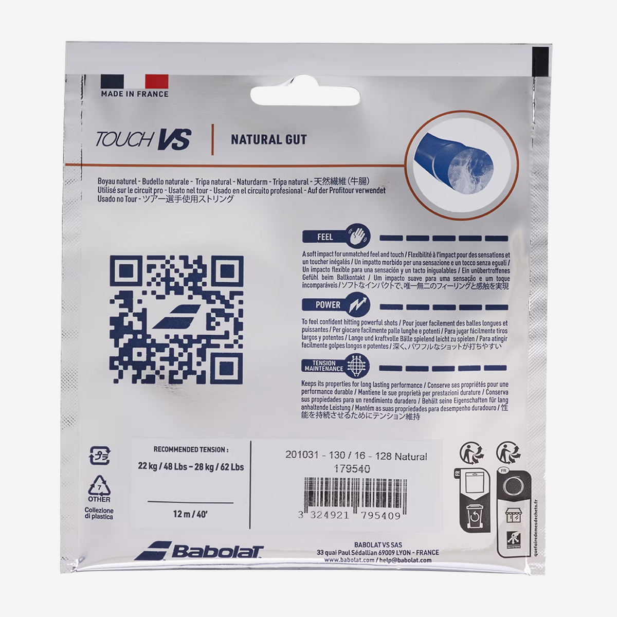 Babolat Touch VS Natural Gut Natural 1.30mm 6m Set