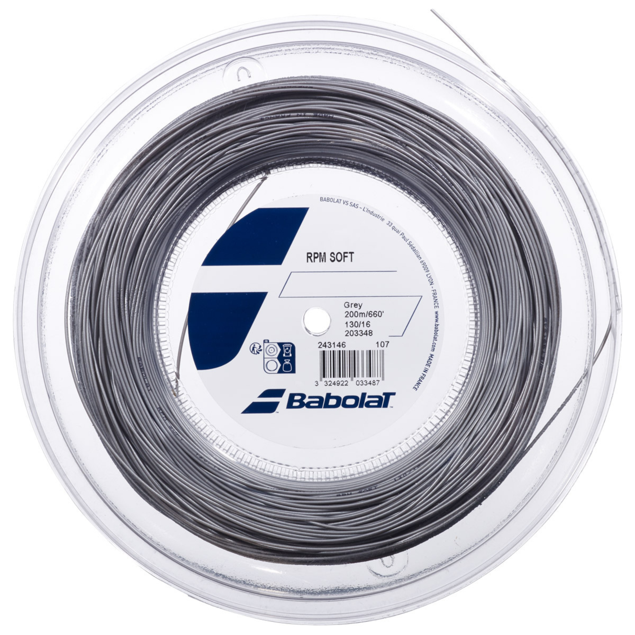 Babolat RPM Soft 200m Tennis String Reel - Grey