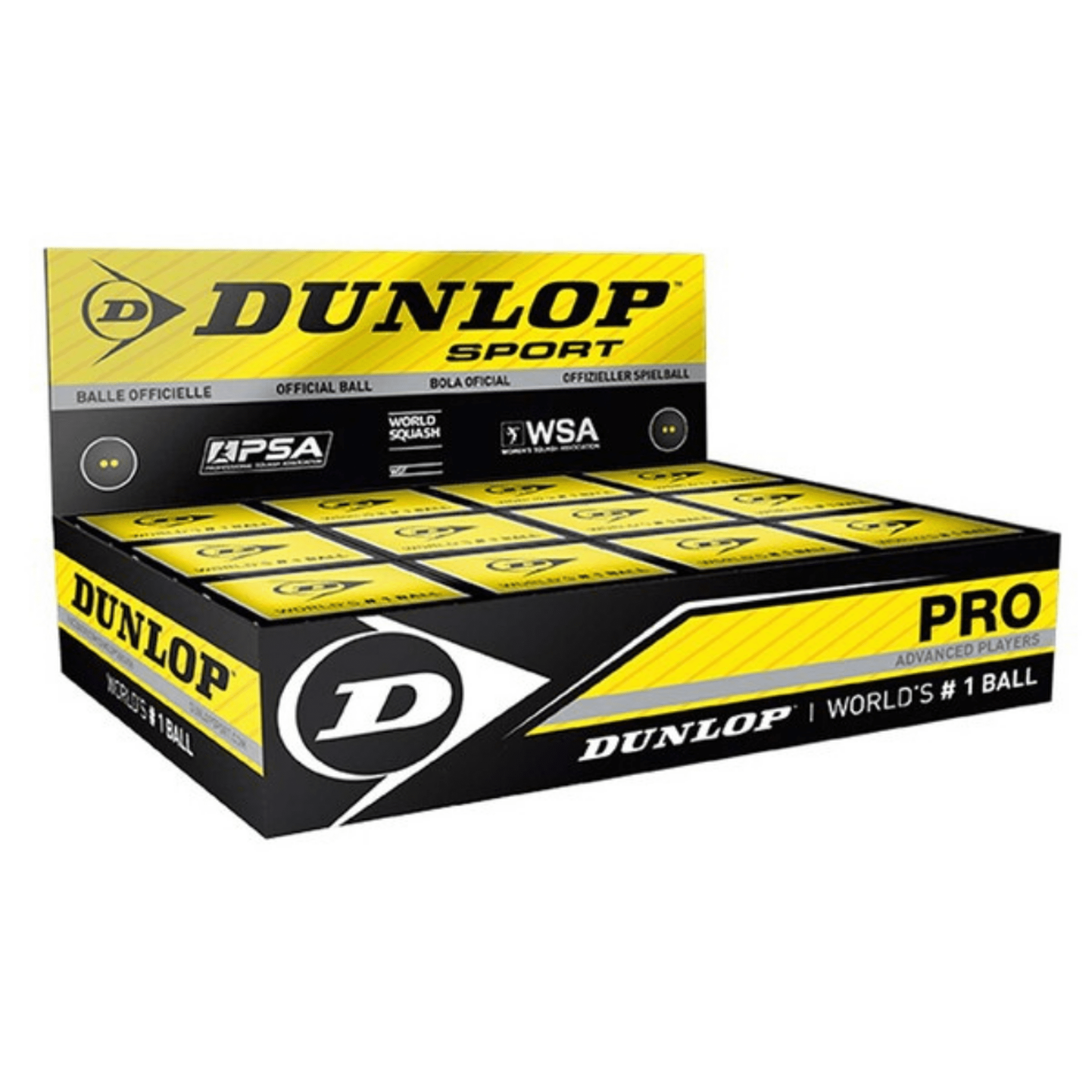 Dunlop Pro Squash Ball - 1 Dozen Double Yellow Dot